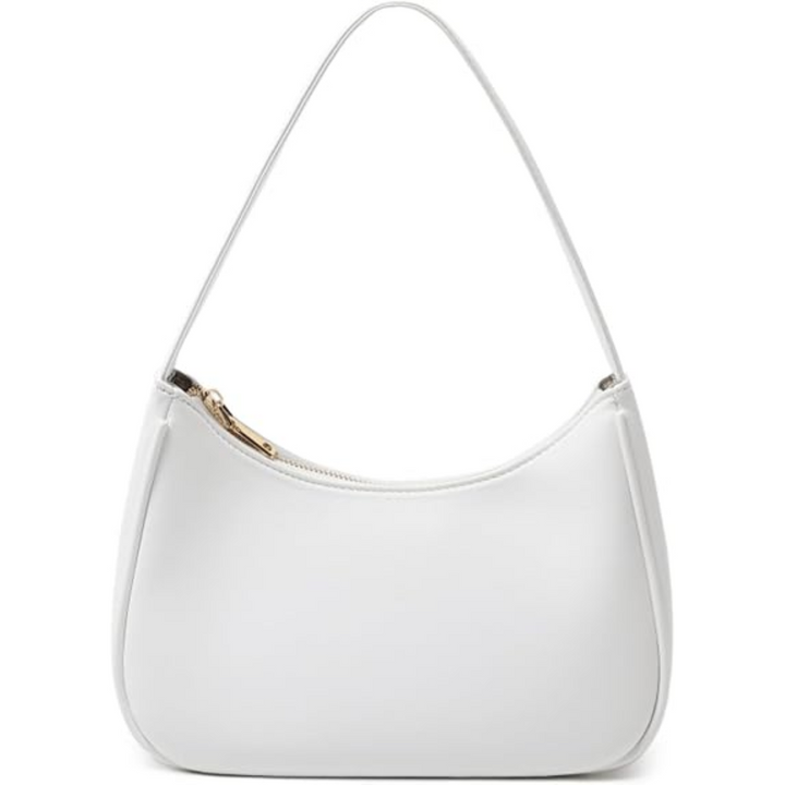 Mini Hobo Bag with Zipper - Sabrina-White-Nora Luxe