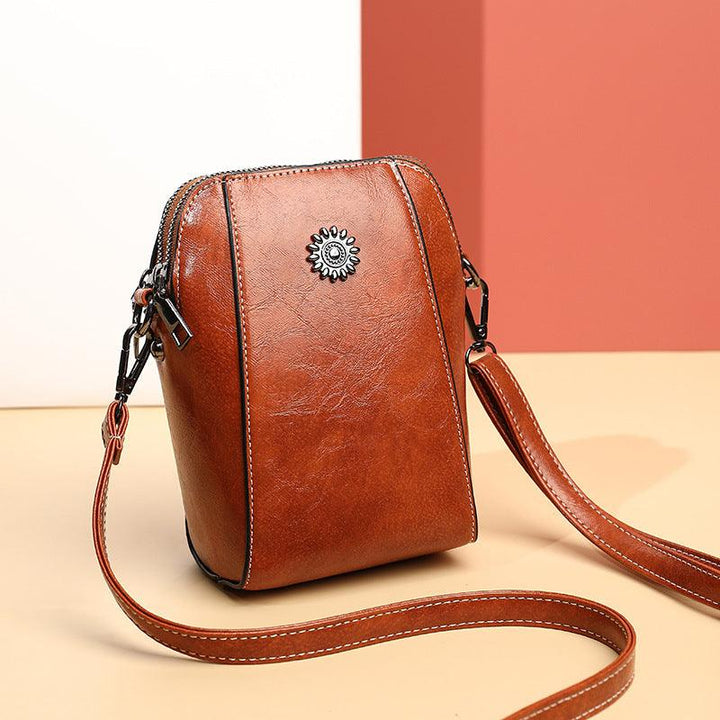 Mini Learning Crossbody Bag with Floral Detail - Liora-Brown-Nora Luxe