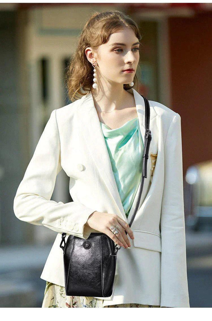 Mini Learning Crossbody Bag with Floral Detail - Liora-Brown-Nora Luxe