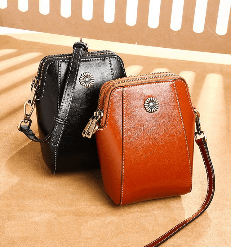 Mini Learning Crossbody Bag with Floral Detail - Liora-Brown-Nora Luxe