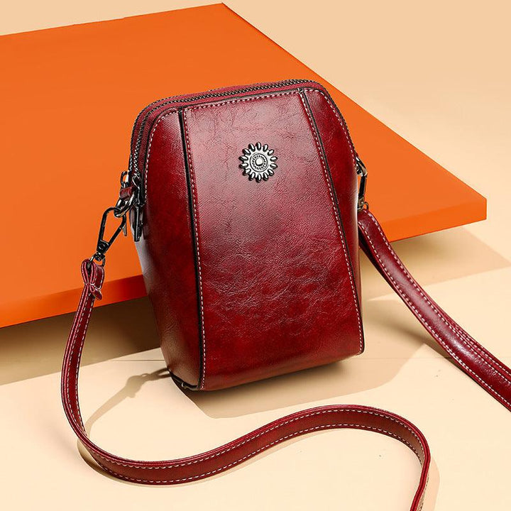 Mini Learning Crossbody Bag with Floral Detail - Liora-Red-Nora Luxe
