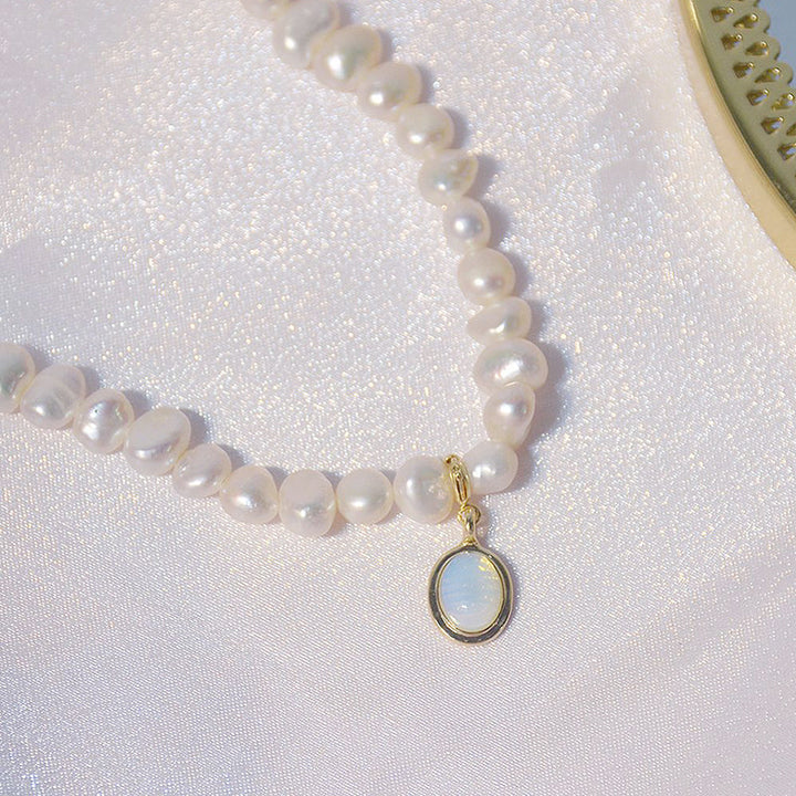 Mini Pearl Charm Necklace | Short Pearl Necklace-Pearl Neckalace-Nora Luxe