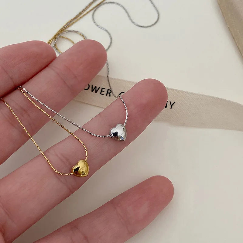 Minimalist Heart Necklace | Sleek Design-Gold-Nora Luxe