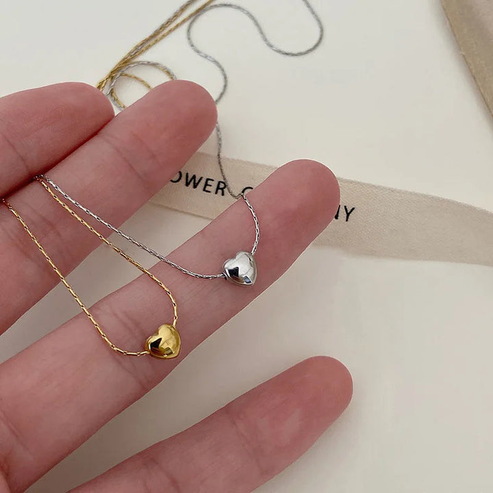 Minimalist Heart Necklace | Sleek Design-Gold-Nora Luxe