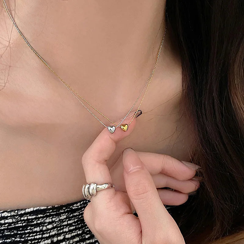 Minimalist Heart Necklace | Sleek Design-Gold-Nora Luxe