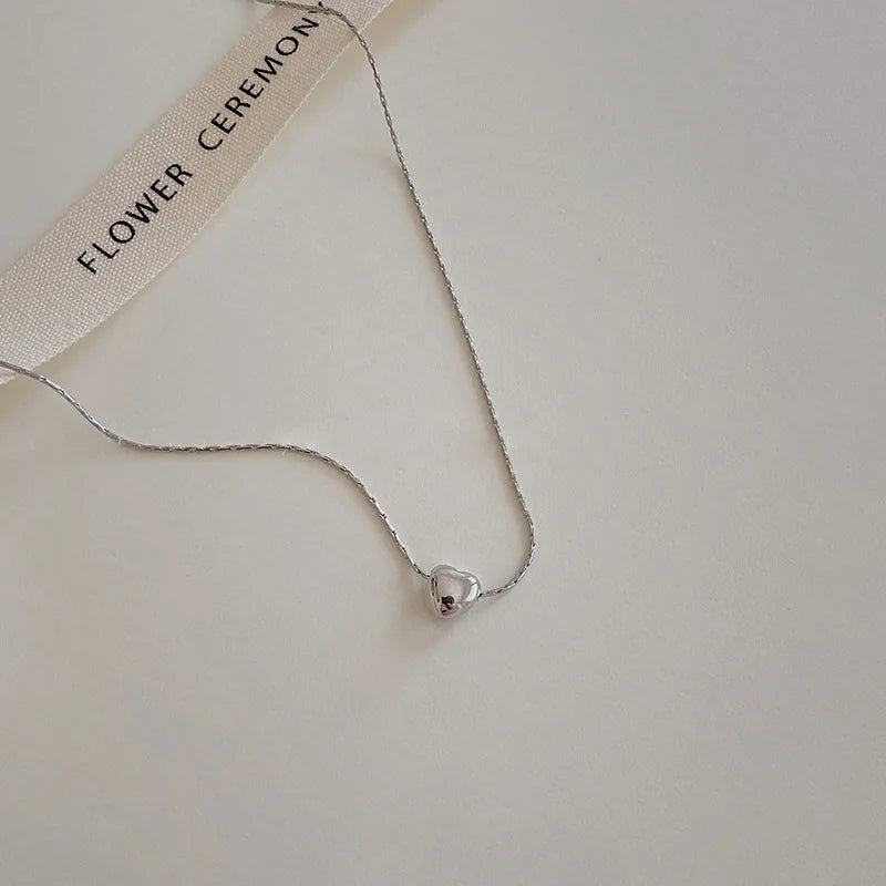 Minimalist Heart Necklace | Sleek Design-Silver-Nora Luxe