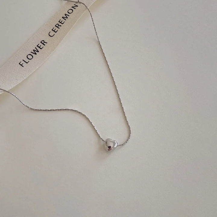 Minimalist Heart Necklace | Sleek Design-Silver-Nora Luxe