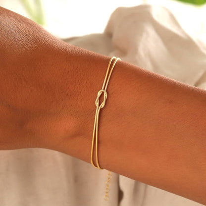 Minimalist Knot Bracelet – Elva-Gold-The Livary