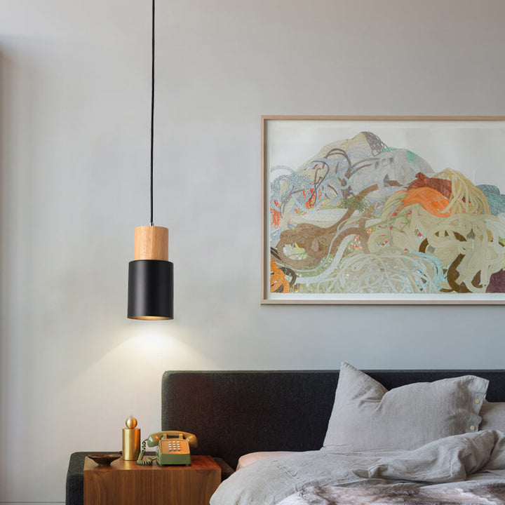 Minimalist LED Cylinder Pendant Lamp - NordicGlow-Black-Nora Luxe
