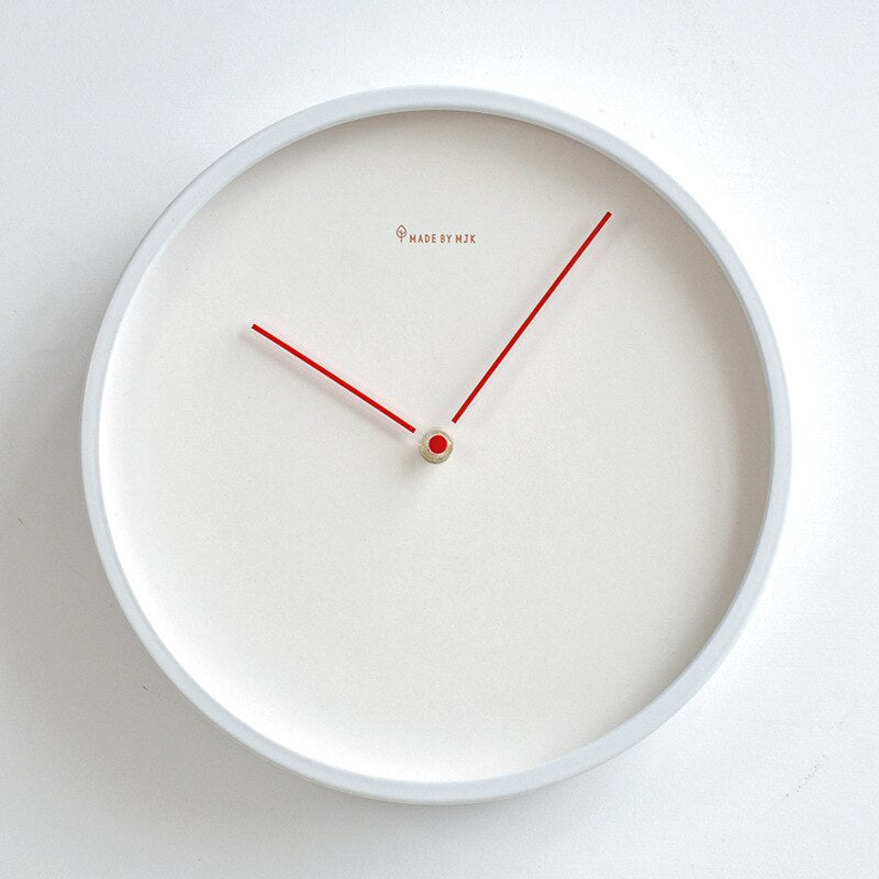 Minimalist Scandinavian Wall Clock - Skara-Red-25cm-The Livary