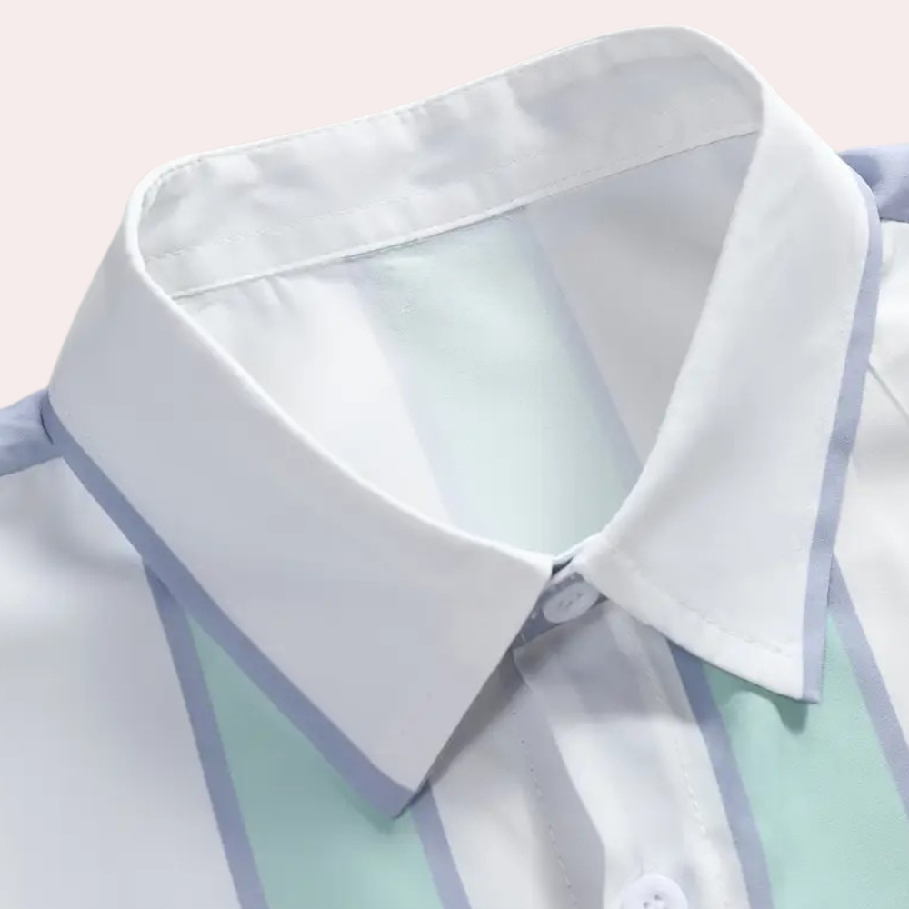 Minimalist Striped Shirt with Button Closure - Felix-S-Nora Luxe