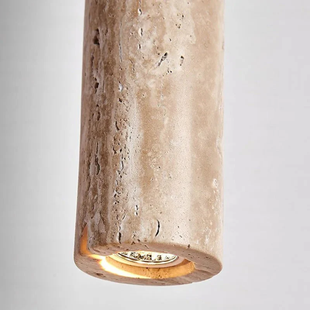 Minimalist Travertine Wabi-Sabi Style LED Chandelier - LumoLine-1 Head-Nora Luxe