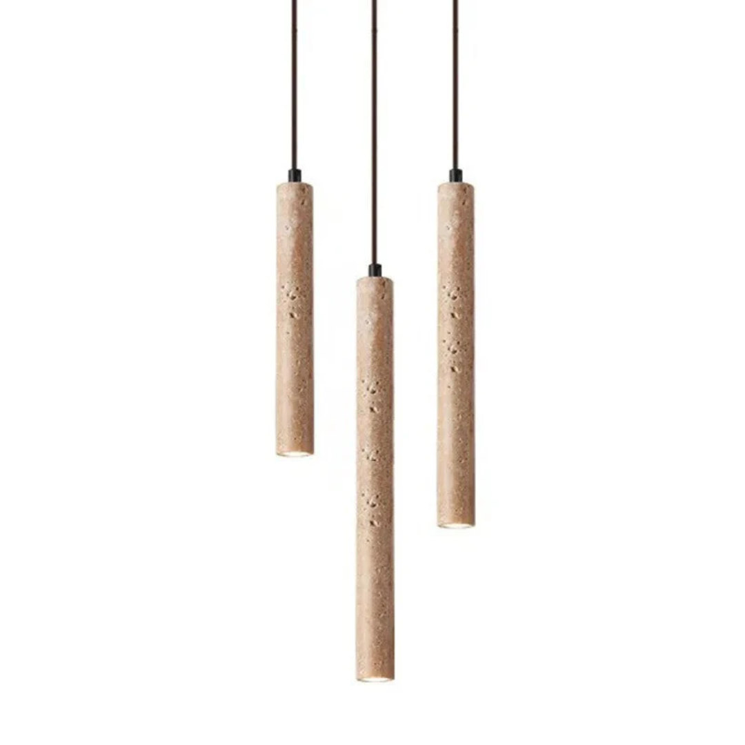 Minimalist Travertine Wabi-Sabi Style LED Chandelier - LumoLine-1 Head-Nora Luxe