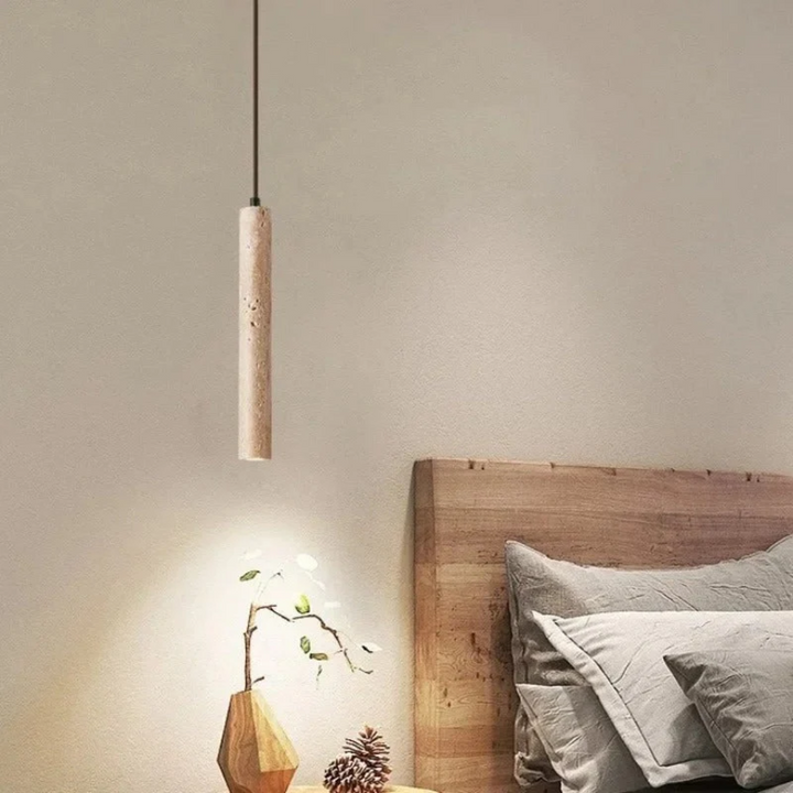 Minimalist Travertine Wabi-Sabi Style LED Chandelier - LumoLine-1 Head-Nora Luxe