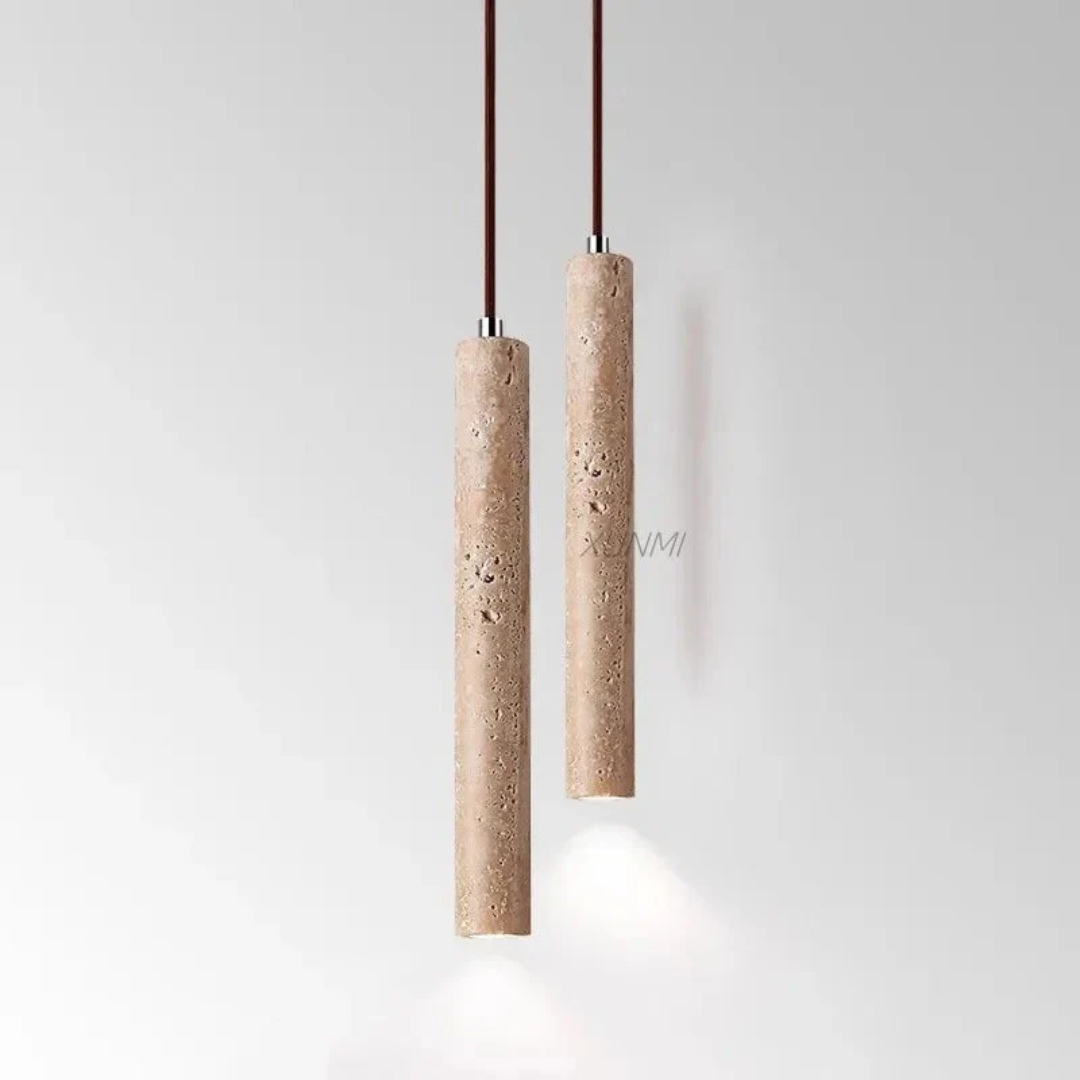 Minimalist Travertine Wabi-Sabi Style LED Chandelier - LumoLine-1 Head-Nora Luxe