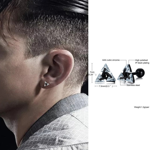 Minimalist Triangle Stud Earrings | Simple and Elegant Design-Black-Nora Luxe