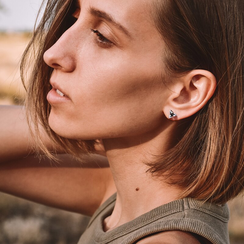 Minimalist Triangle Stud Earrings | Simple and Elegant Design-Black-Nora Luxe