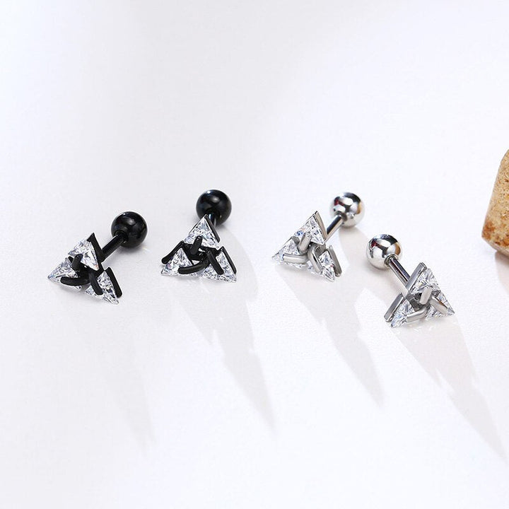 Minimalist Triangle Stud Earrings | Simple and Elegant Design-Black-Nora Luxe