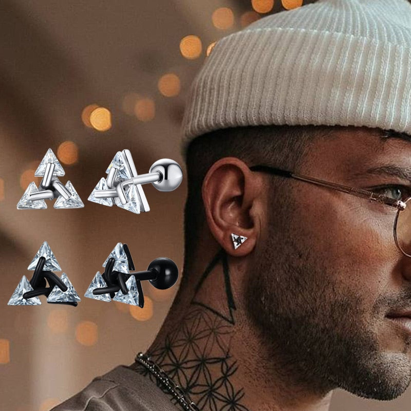 Minimalist Triangle Stud Earrings | Simple and Elegant Design-Black-Nora Luxe