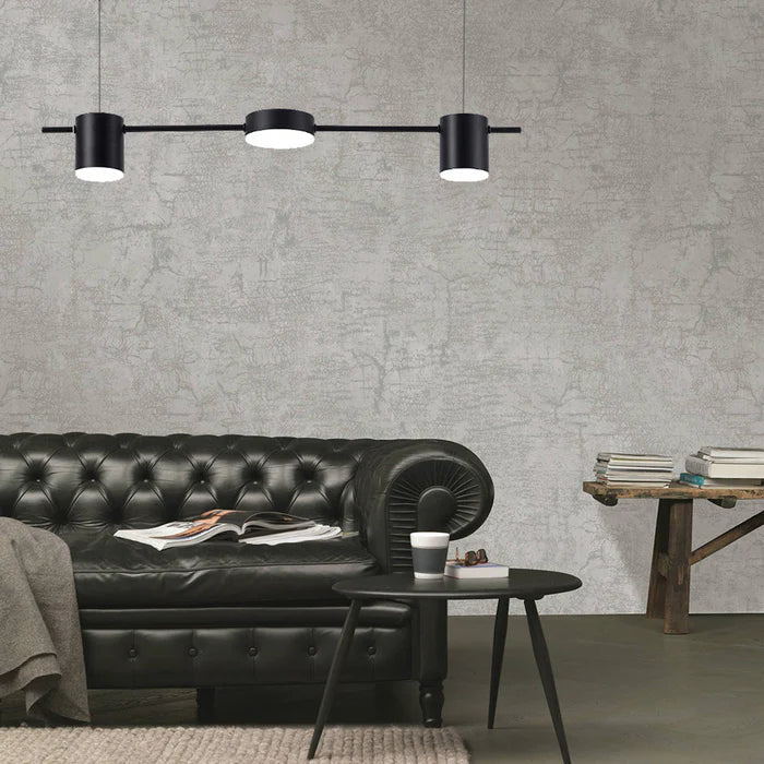 Modern Aluminium Pendant Lamp - AuraDrum-Black-3-White-Nora Luxe