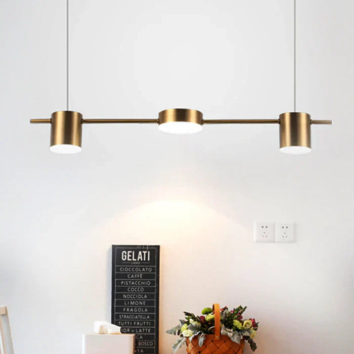 Modern Aluminium Pendant Lamp - AuraDrum-Gold-3-White-Nora Luxe