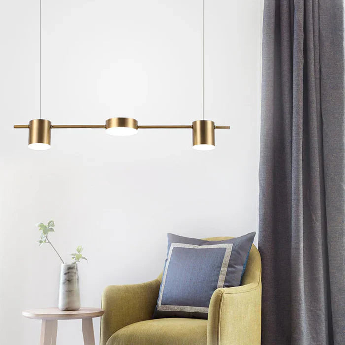 Modern Aluminium Pendant Lamp - AuraDrum-Gold-3-White-Nora Luxe
