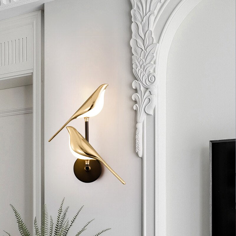 Modern Birds Wall Lamp - AviaryGlow-1 Bird Wall Lamp-Nora Luxe