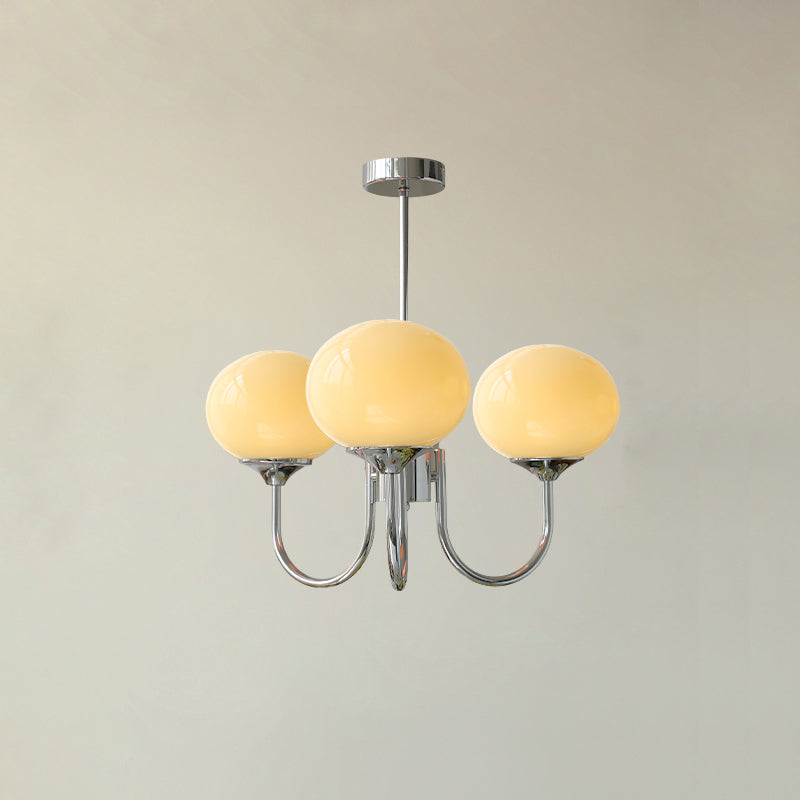 Modern Chandelier - LuxeGlow-Chrome+Cream-3 Heads ∅ 18.1″ x H 13.4″ / Dia 46cm x H 34cm-Nora Luxe