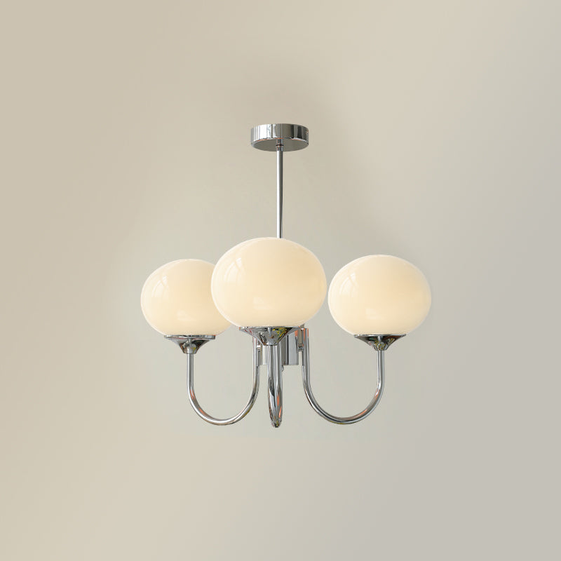 Modern Chandelier - LuxeGlow-Chrome+White-3 Heads ∅ 18.1″ x H 13.4″ / Dia 46cm x H 34cm-Nora Luxe