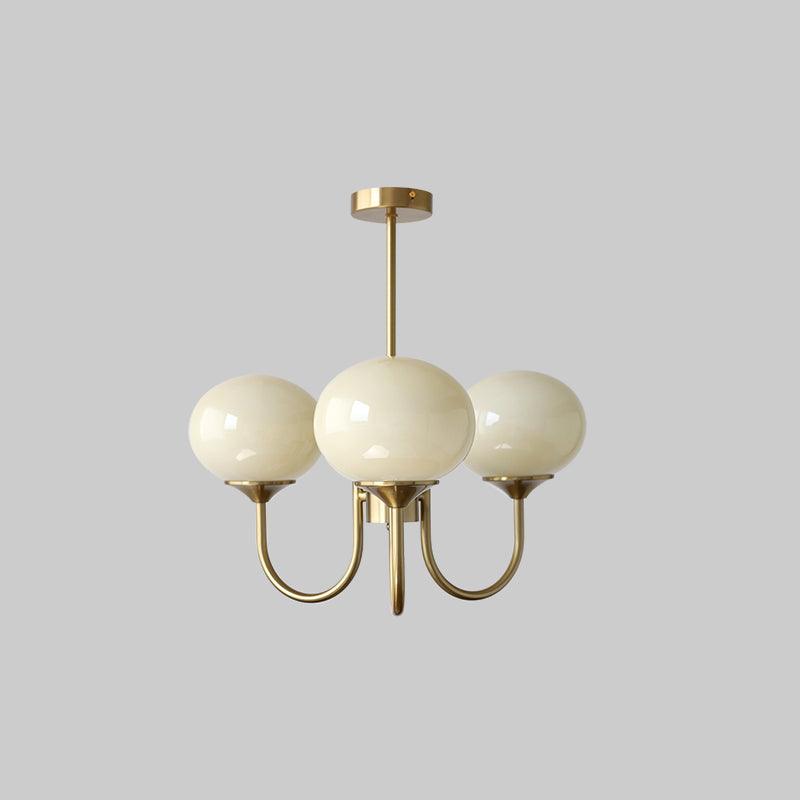 Modern Chandelier - LuxeGlow-Copper+Cream-3 Heads ∅ 18.1″ x H 13.4″ / Dia 46cm x H 34cm-Nora Luxe