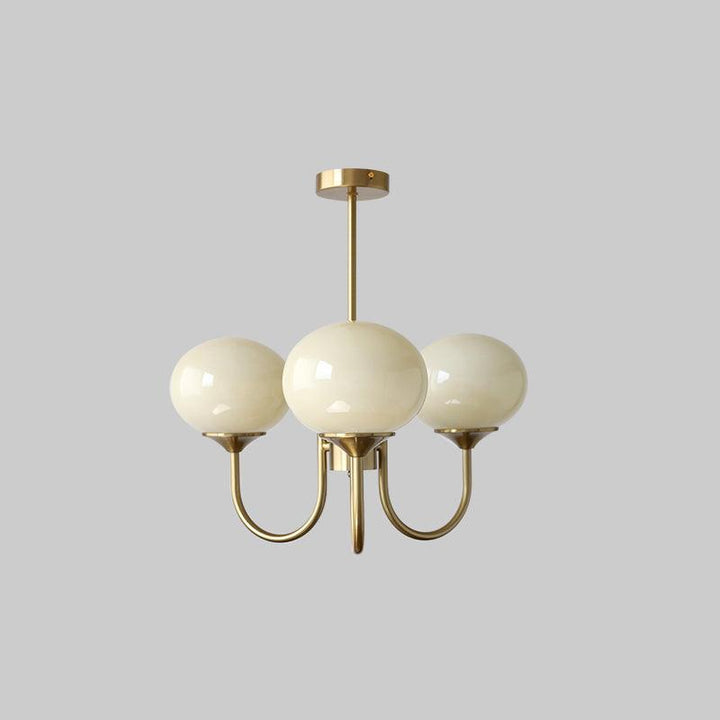 Modern Chandelier - LuxeGlow-Copper+Cream-3 Heads ∅ 18.1″ x H 13.4″ / Dia 46cm x H 34cm-Nora Luxe