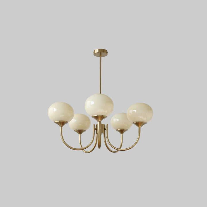 Modern Chandelier - LuxeGlow-Copper+Cream-5 Heads ∅ 26.4″ x H 13.4″ / Dia 67cm x H 34cm-Nora Luxe
