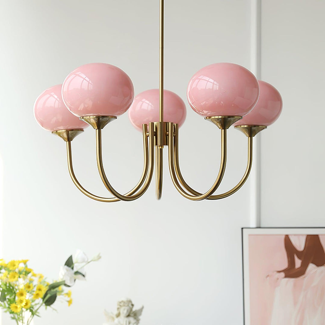 Modern Chandelier - LuxeGlow-Copper+Pink-3 Heads ∅ 18.1″ x H 13.4″ / Dia 46cm x H 34cm-Nora Luxe