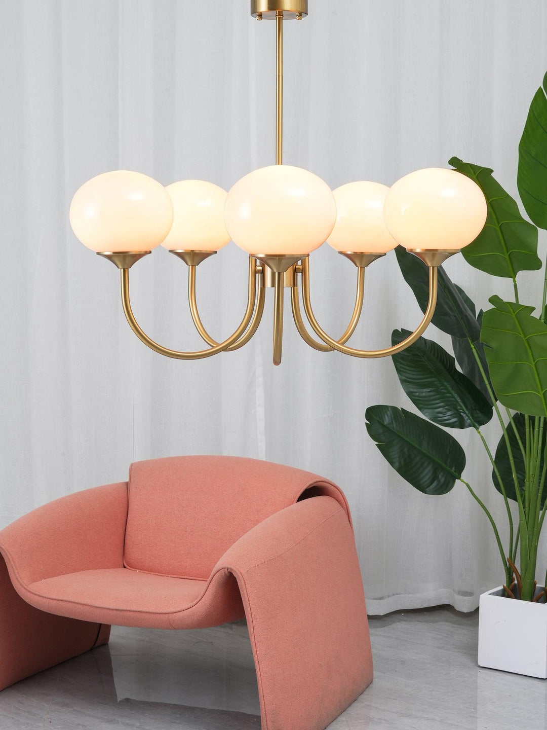 Modern Chandelier - LuxeGlow-Copper+Pink-3 Heads ∅ 18.1″ x H 13.4″ / Dia 46cm x H 34cm-Nora Luxe