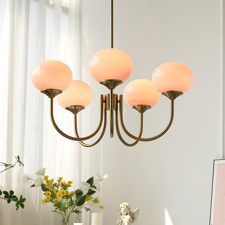 Modern Chandelier - LuxeGlow-Copper+Pink-3 Heads ∅ 18.1″ x H 13.4″ / Dia 46cm x H 34cm-Nora Luxe