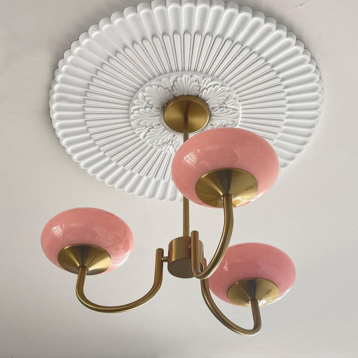 Modern Chandelier - LuxeGlow-Copper+Pink-3 Heads ∅ 18.1″ x H 13.4″ / Dia 46cm x H 34cm-Nora Luxe
