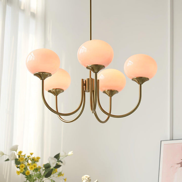 Modern Chandelier - LuxeGlow-Copper+Pink-3 Heads ∅ 18.1″ x H 13.4″ / Dia 46cm x H 34cm-Nora Luxe
