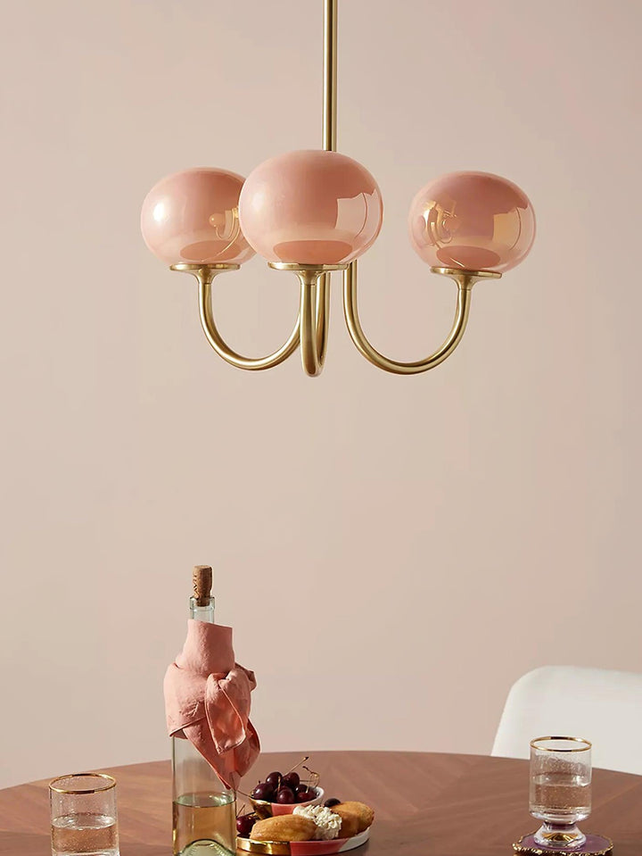 Modern Chandelier - LuxeGlow-Copper+Pink-3 Heads ∅ 18.1″ x H 13.4″ / Dia 46cm x H 34cm-Nora Luxe