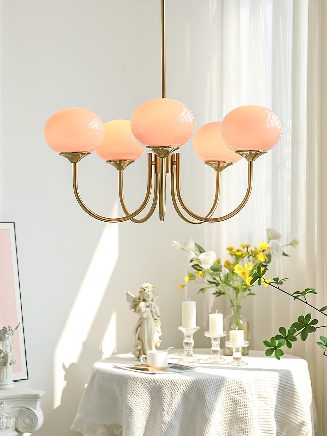 Modern Chandelier - LuxeGlow-Copper+Pink-3 Heads ∅ 18.1″ x H 13.4″ / Dia 46cm x H 34cm-Nora Luxe