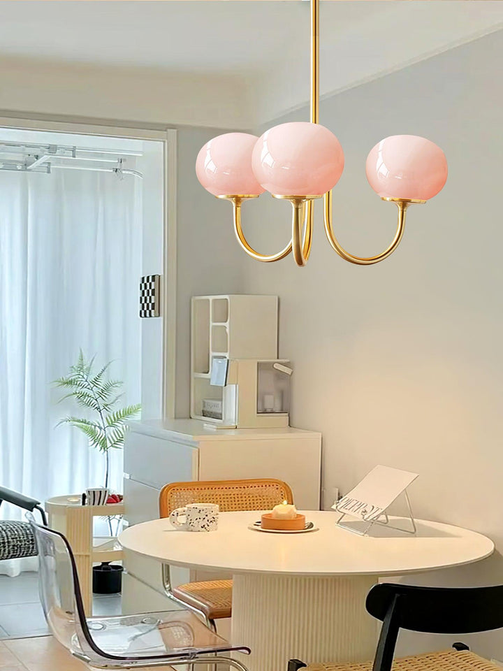 Modern Chandelier - LuxeGlow-Copper+Pink-3 Heads ∅ 18.1″ x H 13.4″ / Dia 46cm x H 34cm-Nora Luxe