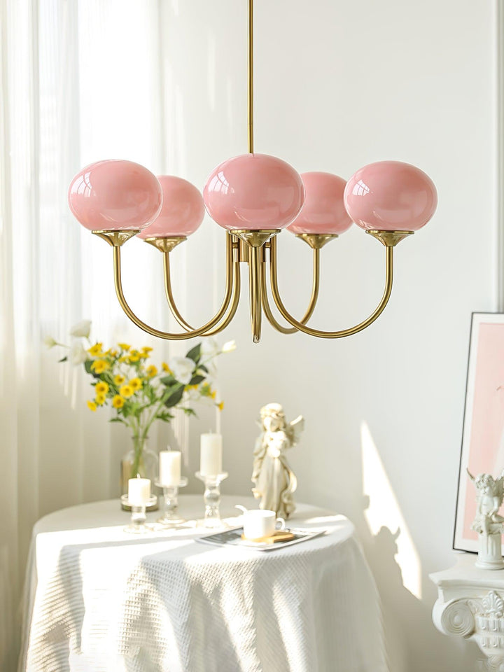 Modern Chandelier - LuxeGlow-Copper+Pink-3 Heads ∅ 18.1″ x H 13.4″ / Dia 46cm x H 34cm-Nora Luxe