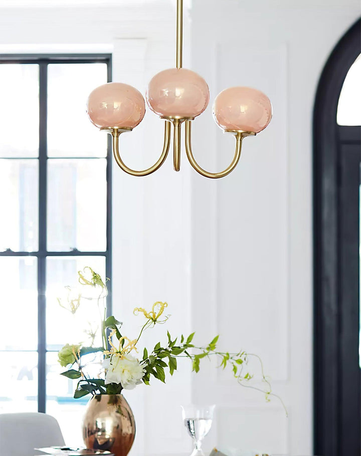Modern Chandelier - LuxeGlow-Copper+Pink-3 Heads ∅ 18.1″ x H 13.4″ / Dia 46cm x H 34cm-Nora Luxe