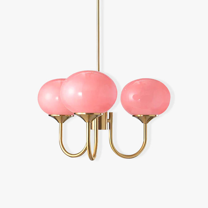 Modern Chandelier - LuxeGlow-Copper+Pink-3 Heads ∅ 18.1″ x H 13.4″ / Dia 46cm x H 34cm-Nora Luxe