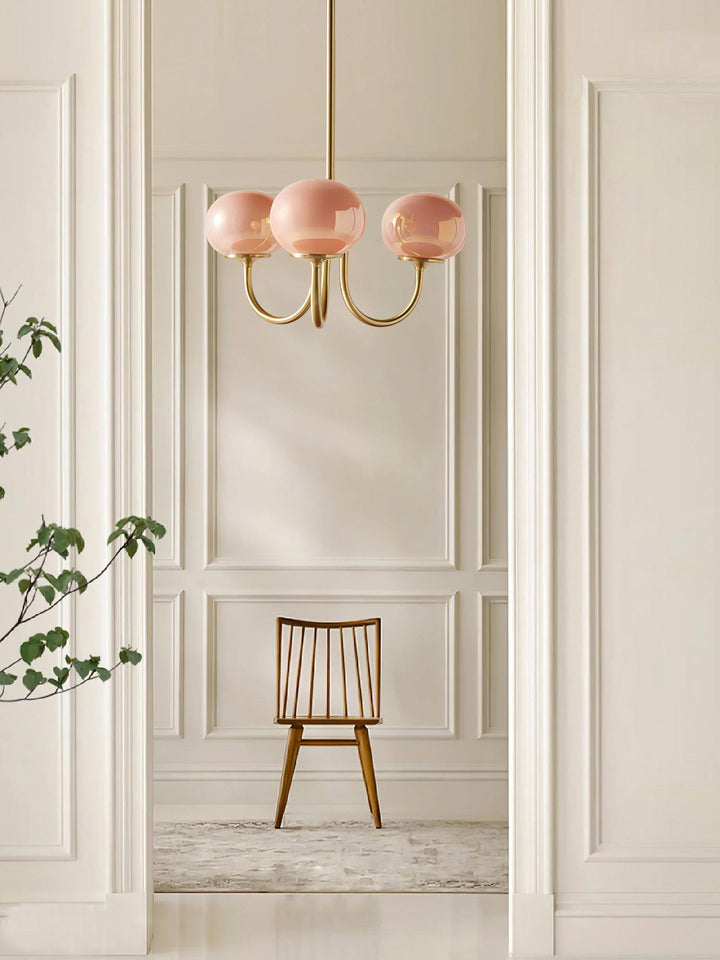 Modern Chandelier - LuxeGlow-Copper+Pink-3 Heads ∅ 18.1″ x H 13.4″ / Dia 46cm x H 34cm-Nora Luxe