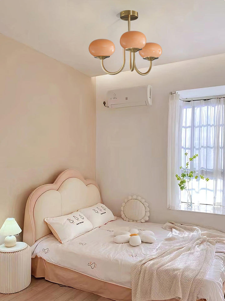 Modern Chandelier - LuxeGlow-Copper+Pink-3 Heads ∅ 18.1″ x H 13.4″ / Dia 46cm x H 34cm-Nora Luxe