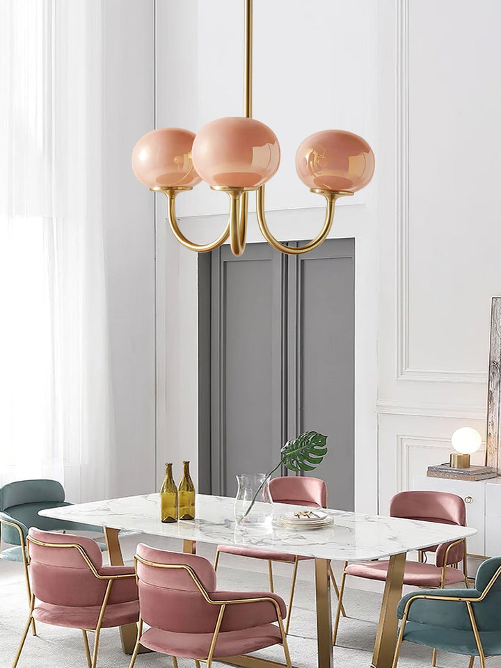 Modern Chandelier - LuxeGlow-Copper+Pink-3 Heads ∅ 18.1″ x H 13.4″ / Dia 46cm x H 34cm-Nora Luxe
