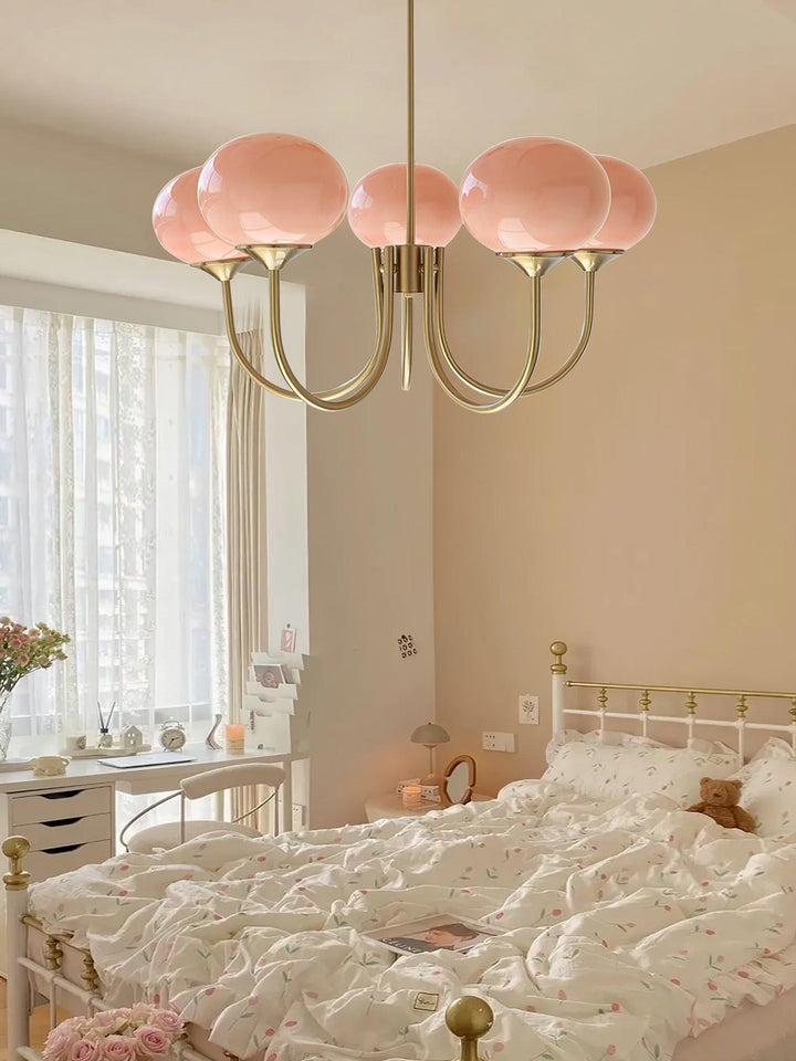 Modern Chandelier - LuxeGlow-Copper+Pink-3 Heads ∅ 18.1″ x H 13.4″ / Dia 46cm x H 34cm-Nora Luxe