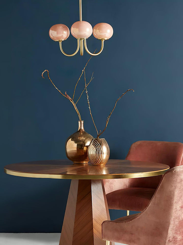 Modern Chandelier - LuxeGlow-Copper+Pink-3 Heads ∅ 18.1″ x H 13.4″ / Dia 46cm x H 34cm-Nora Luxe