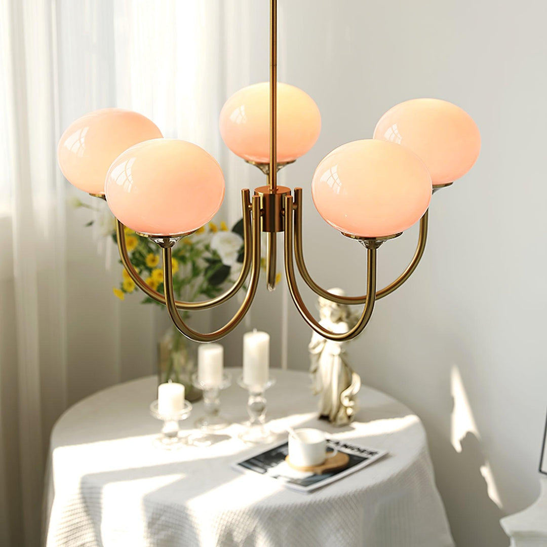 Modern Chandelier - LuxeGlow-Copper+Pink-3 Heads ∅ 18.1″ x H 13.4″ / Dia 46cm x H 34cm-Nora Luxe