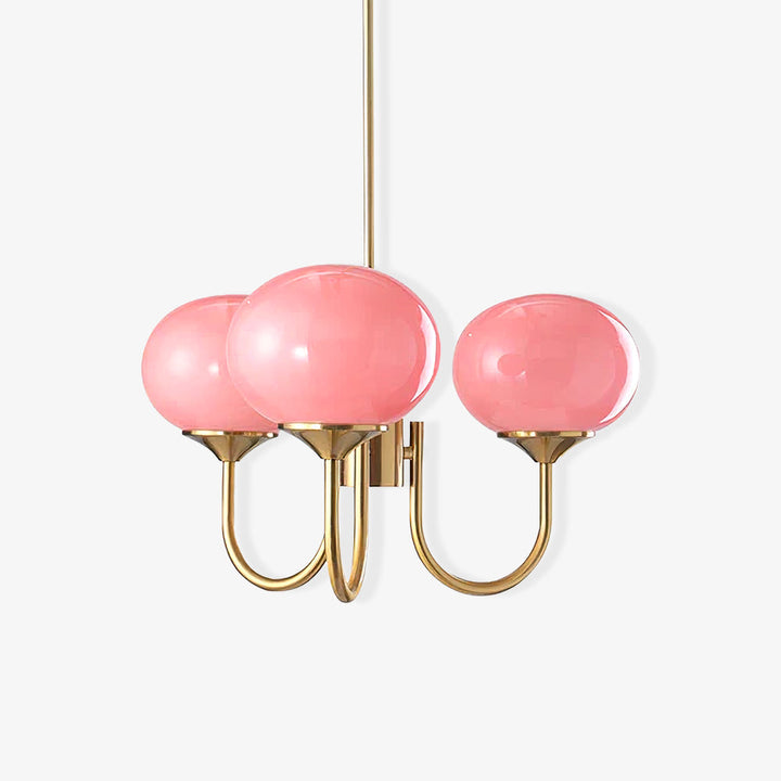 Modern Chandelier - LuxeGlow-Copper+Pink-3 Heads ∅ 18.1″ x H 13.4″ / Dia 46cm x H 34cm-Nora Luxe